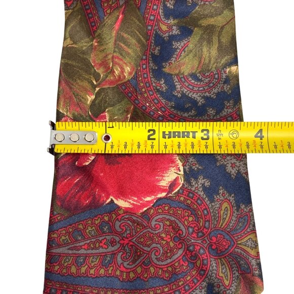 Vintage Bill Blass Silk Tie Vibrant Roses and Paisley Rare Formal Tie - Picture 10 of 10